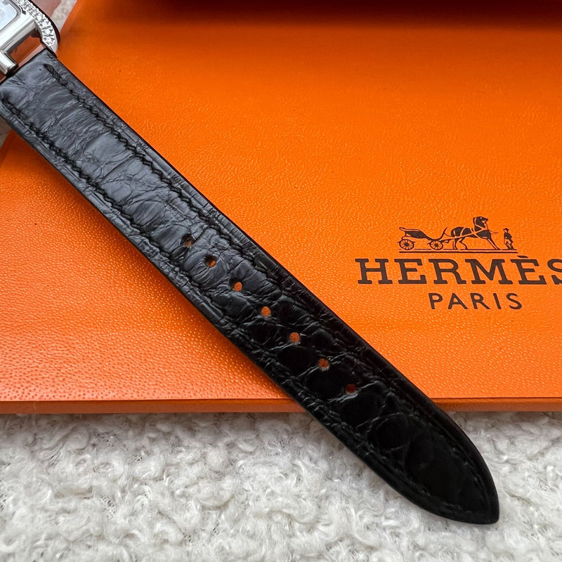 Hermes Cape Cod PM 31mm Quartz Watch with Noir Black Alligator Strap + Extra Strap (Framboise Alligator) worth $700