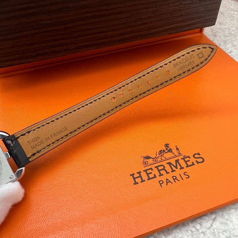 Hermes Cape Cod PM 31mm Quartz Watch with Noir Black Alligator Strap + Extra Strap (Framboise Alligator) worth $700