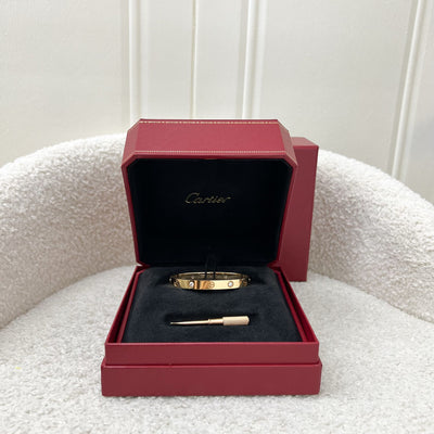 Cartier Love Bracelet with 4 Diamonds in 18K Rose Gold Size 16