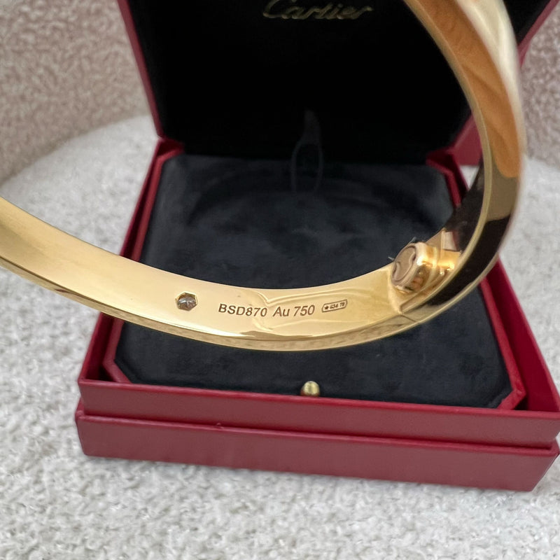 Cartier Love Bracelet with 4 Diamonds in 18K Rose Gold Size 16