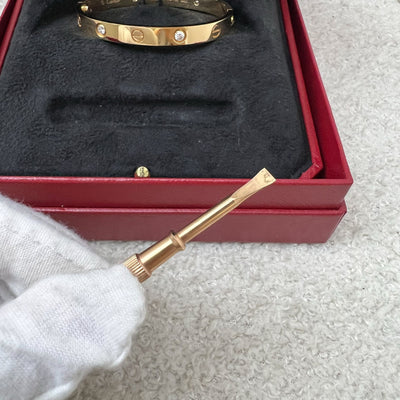 Cartier Love Bracelet with 4 Diamonds in 18K Rose Gold Size 16