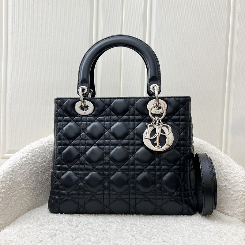 Dior Medium Lady Dior in Black Lambskin and SHW