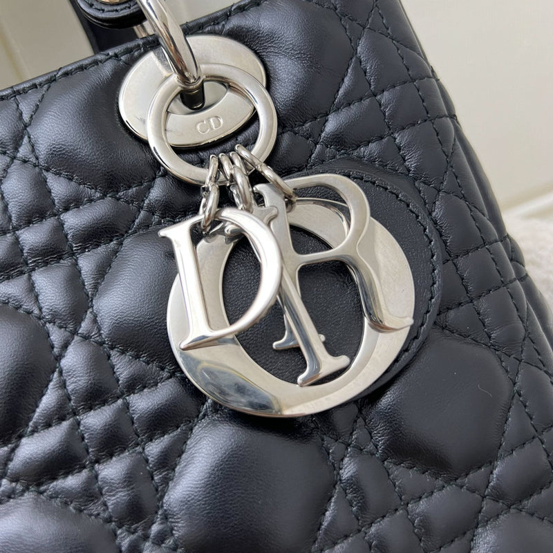 Dior Medium Lady Dior in Black Lambskin and SHW