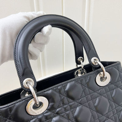 Dior Medium Lady Dior in Black Lambskin and SHW