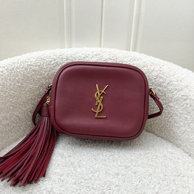 Saint Laurent YSL Mini Camera Bag in Burgundy Smooth Calf Leather and GHW