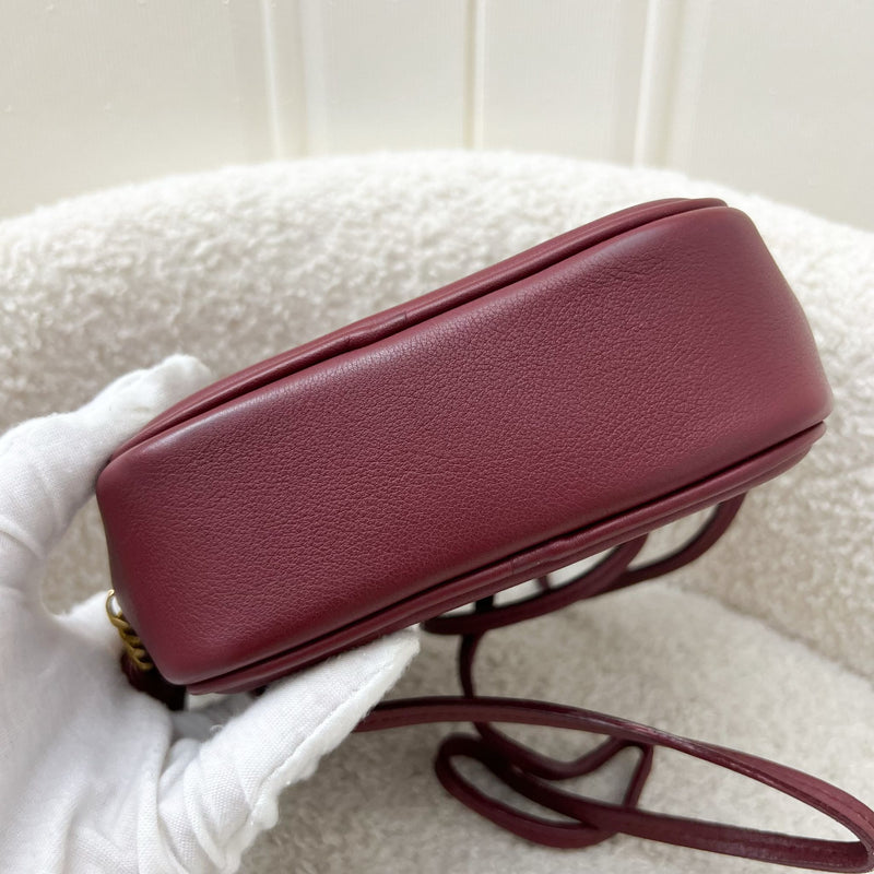 Saint Laurent YSL Mini Camera Bag in Burgundy Smooth Calf Leather and GHW