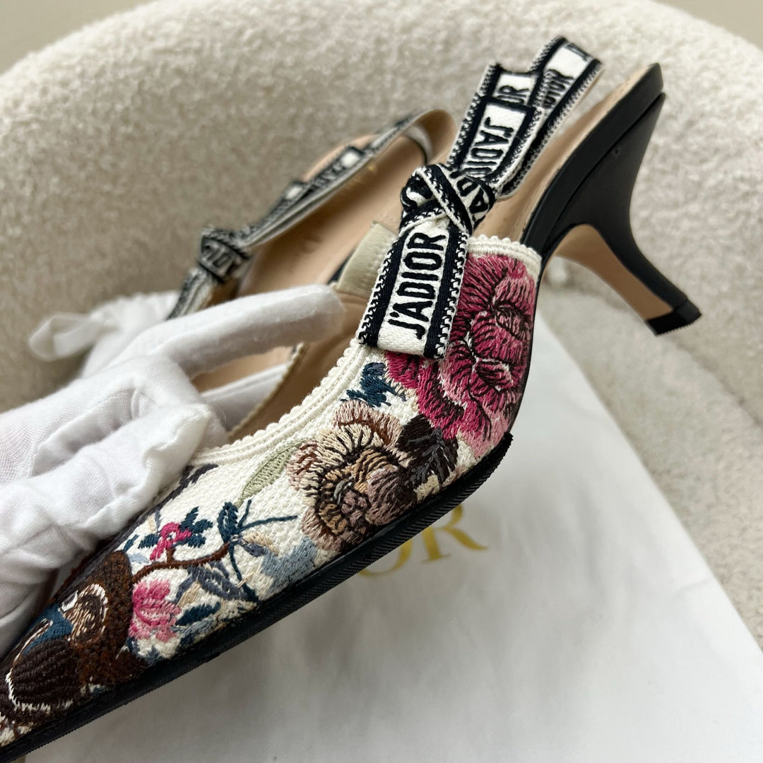 Dior Embroidered Slingback Heels Sz38 – Brands Lover