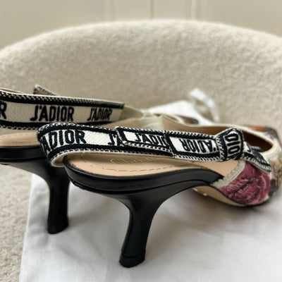 Dior Embroidered Slingback Heels Sz38