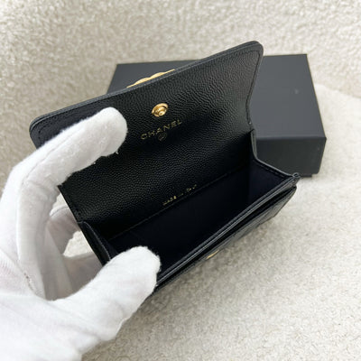 Chanel Boy Snap Card Holder in Black Caviar and LGHW