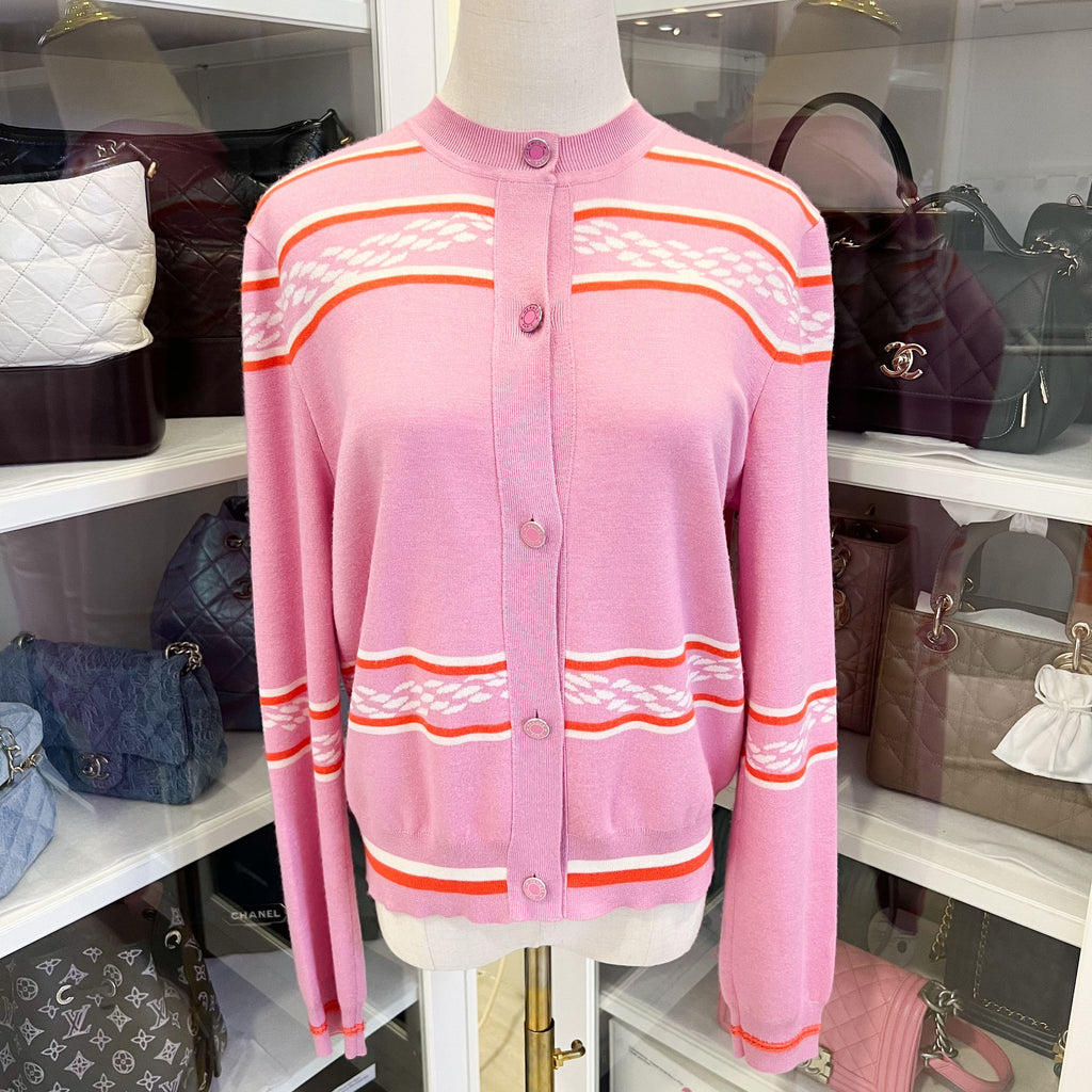 Hermes Cardigan in Rose Pop Silk and Cashmere Sz 40 – Brands