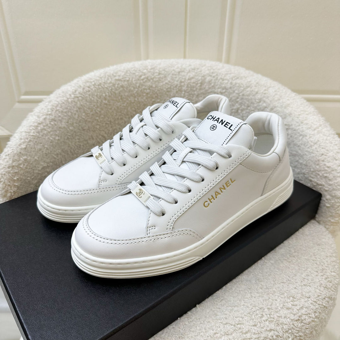 Chanel 23A Sneakers in White Calfskin Sz 37