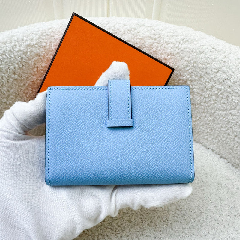 Hermes Bearn Mini Wallet in Blue Celeste Epsom Leather and PHW