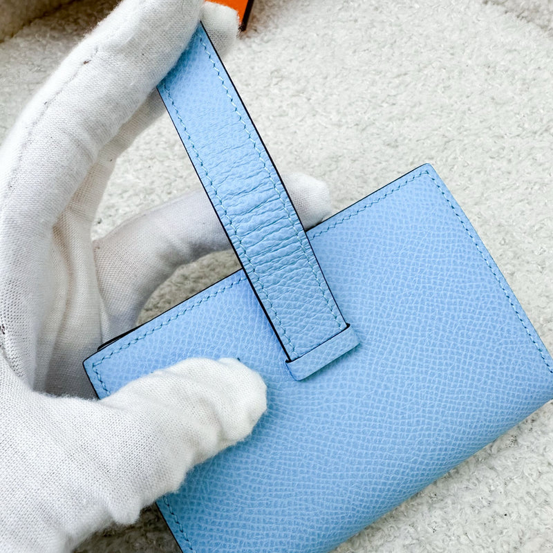 Hermes Bearn Mini Wallet in Blue Celeste Epsom Leather and PHW