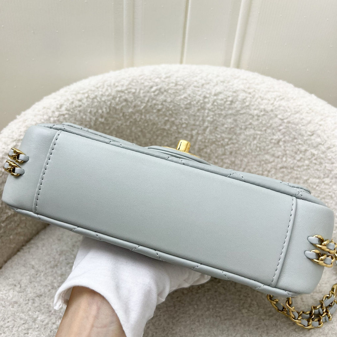 Chanel 23C Seasonal Chain Around Mini Flap in Grey Lambskin and