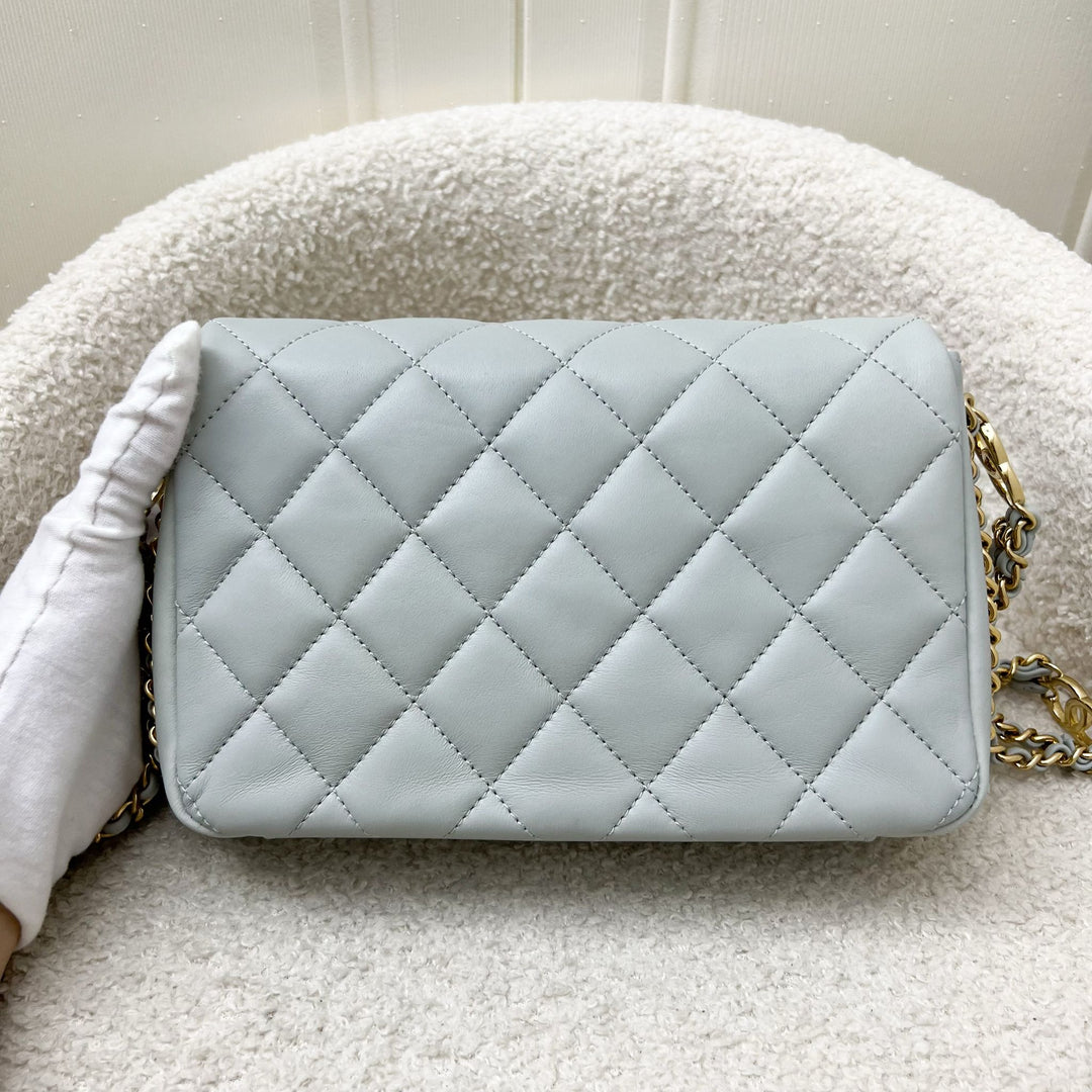 Chanel 23C Seasonal Chain Around Mini Flap in Grey Lambskin and