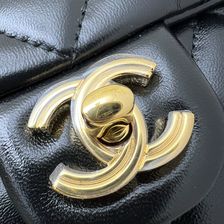 Chanel 23S Top Handle Small / Mini 21cm Flap in Black Lambskin and