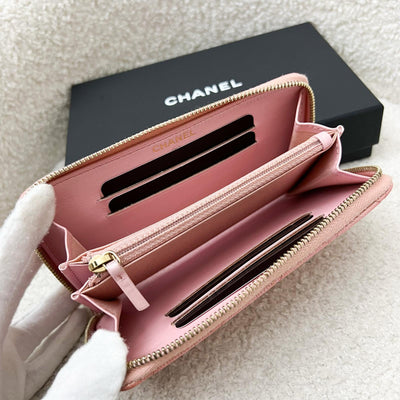 Chanel Medium Mid-Length Wallet in 19S Iridescent Pink Caviar and MOP Logo