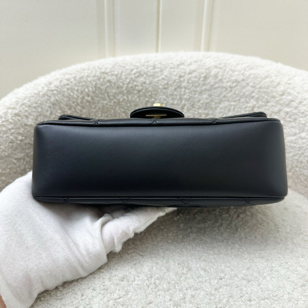 Chanel 22B Small Flap Bag with Heart Charms in Black Lambskin and