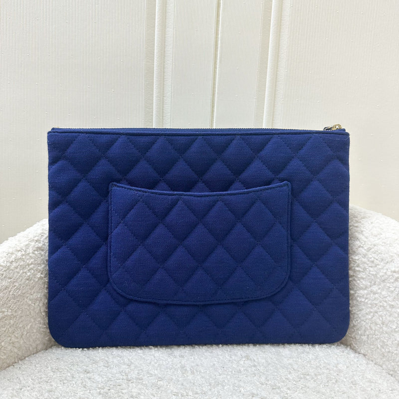 Chanel Classic Medium O-Case in Blue Jersey GHW