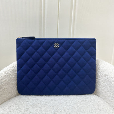 Chanel Classic Medium O-Case in Blue Jersey GHW