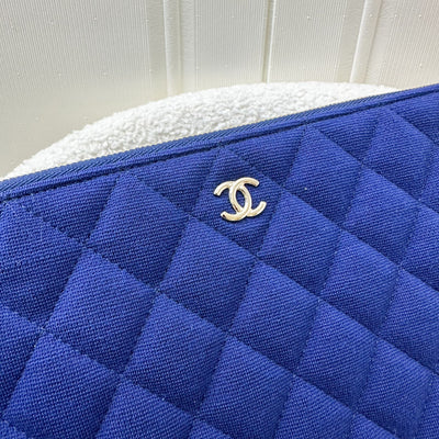 Chanel Classic Medium O-Case in Blue Jersey GHW