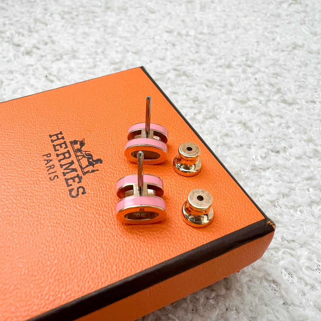 Hermes Mini Pop H Earrings in Rose Azalee Enamel and GHW – Brands