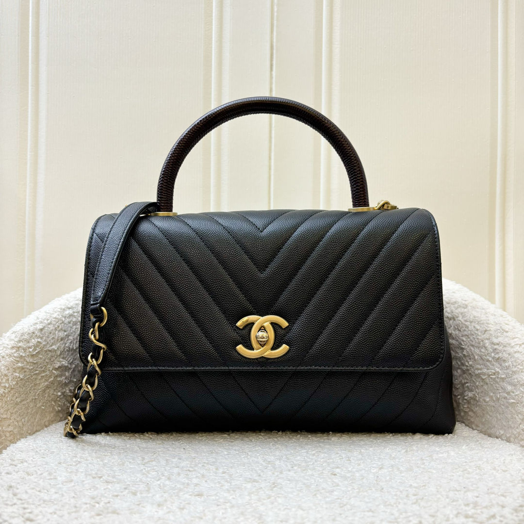 Chanel Medium 29cm Coco Handle Flap with Burgundy Lizard-Embossed