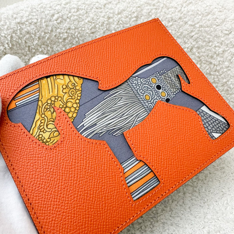 Hermes Petit H Pochette with Silk Interior and Orange / Black Epsom Leather