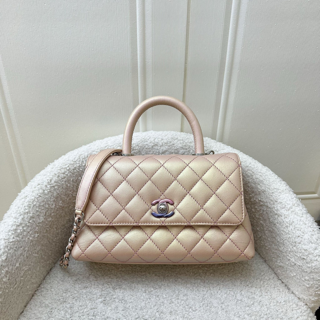 Chanel Small 24cm Coco Handle in 21K Iridescent Pink Caviar and
