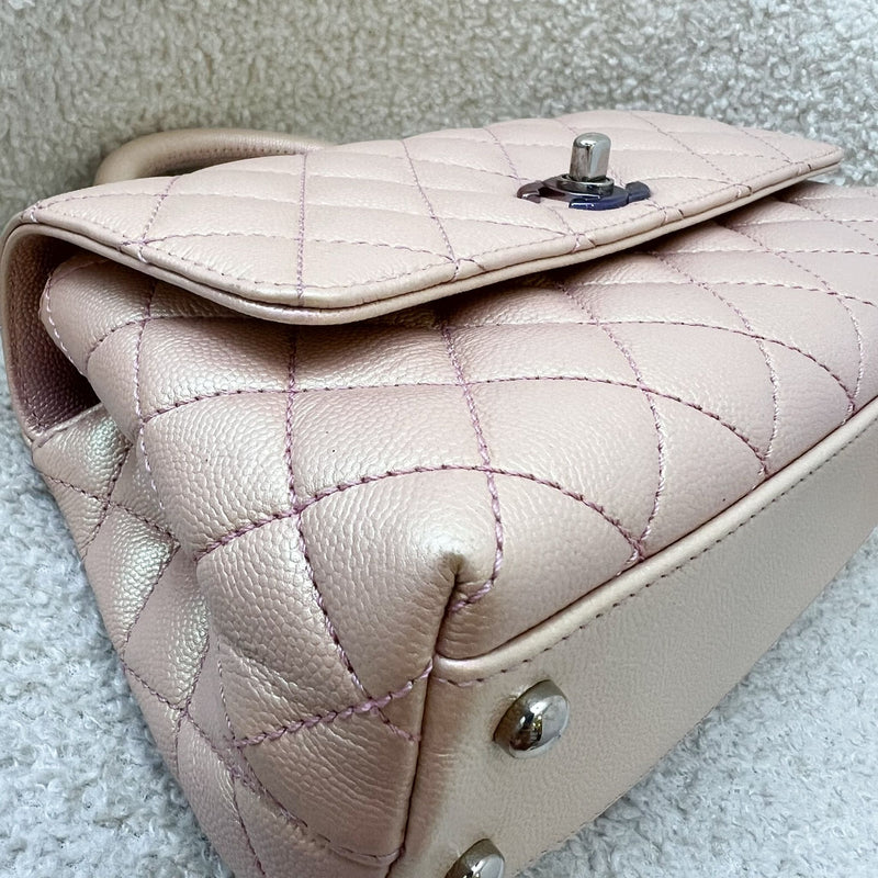 Chanel Small 24cm Coco Handle in 21K Iridescent Pink Caviar and Rainbow HW