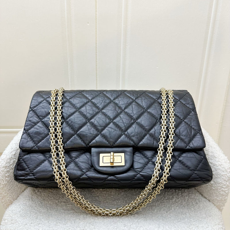 Chanel 2.55 Reissue 227 Maxi Flap in Black Aged Calfskin and RHW