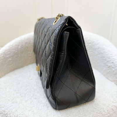 Chanel 2.55 Reissue 227 Maxi Flap in Black Aged Calfskin and RHW