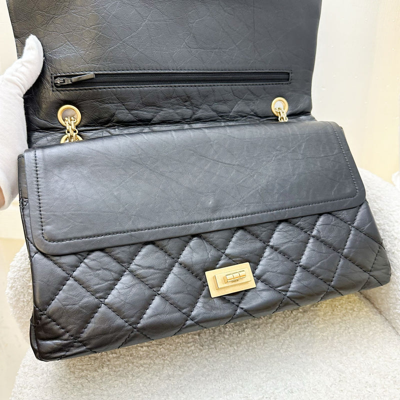 Chanel 2.55 Reissue 227 Maxi Flap in Black Aged Calfskin and RHW