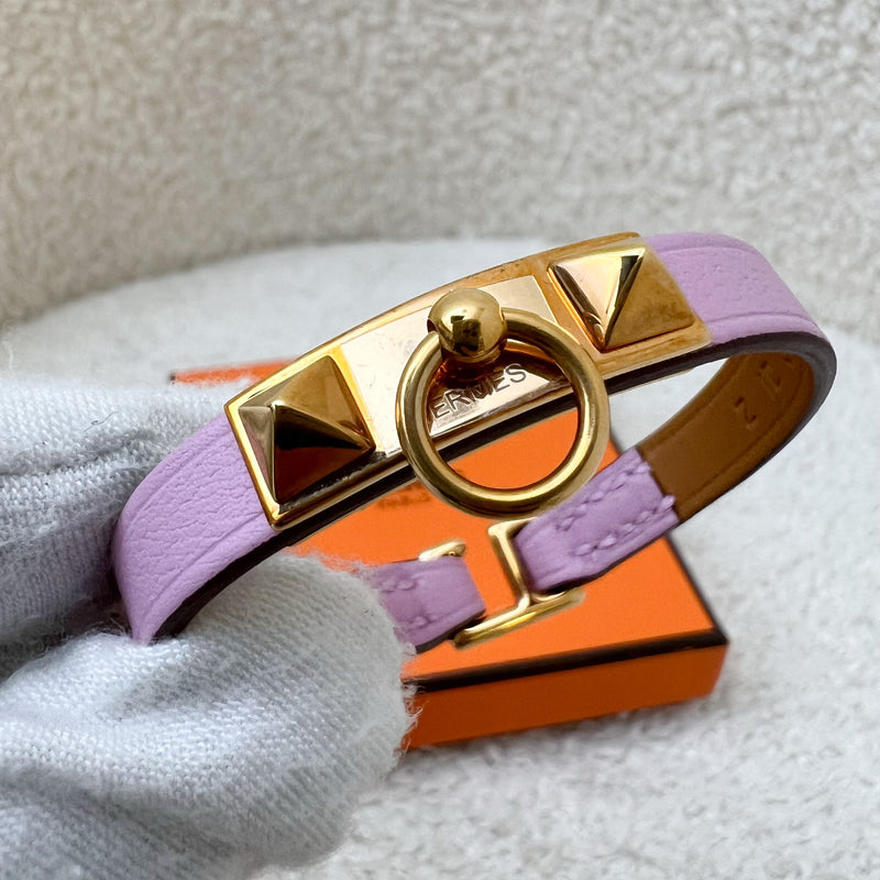 Hermes Mini Kelly Bracelet in Mauve Sylvestre Swift Leather GHW (T1)