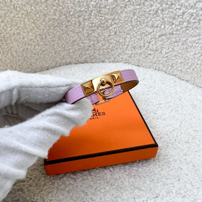 Hermes Mini Kelly Bracelet in Mauve Sylvestre Swift Leather GHW (T1)