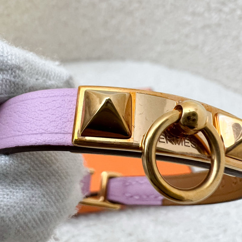 Hermes Mini Kelly Bracelet in Mauve Sylvestre Swift Leather GHW (T1)