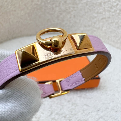 Hermes Mini Kelly Bracelet in Mauve Sylvestre Swift Leather GHW (T1)