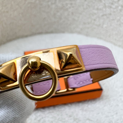 Hermes Mini Kelly Bracelet in Mauve Sylvestre Swift Leather GHW (T1)