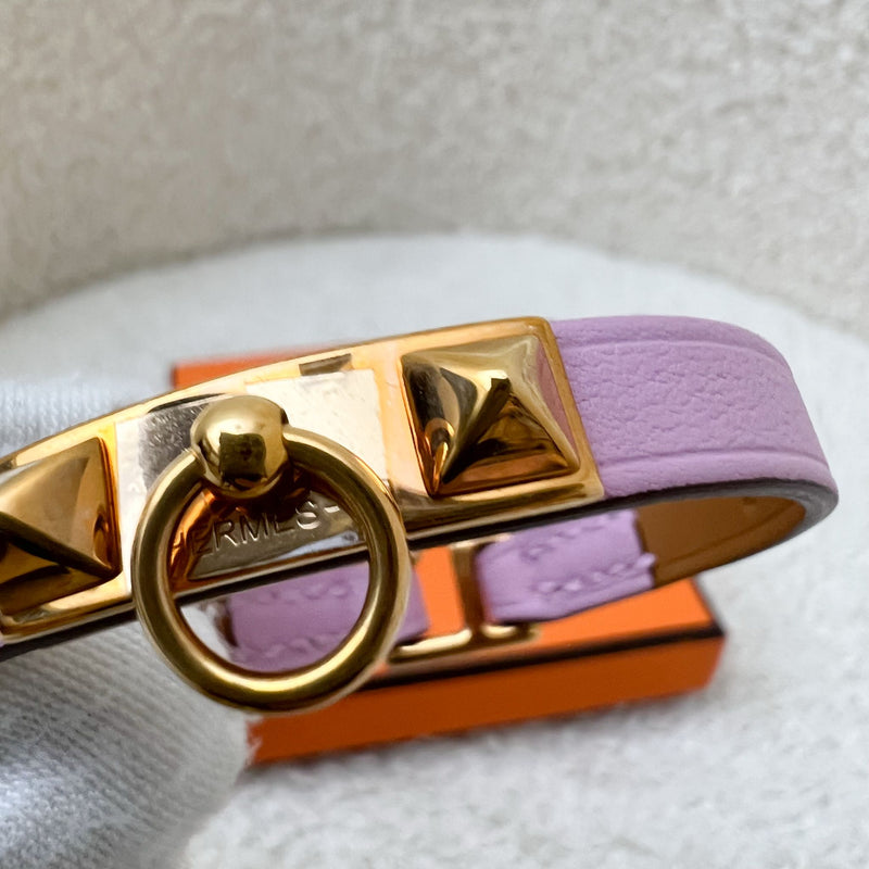 Hermes Mini Kelly Bracelet in Mauve Sylvestre Swift Leather GHW (T1)