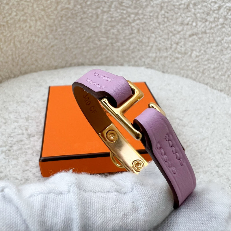 Hermes Mini Kelly Bracelet in Mauve Sylvestre Swift Leather GHW (T1)