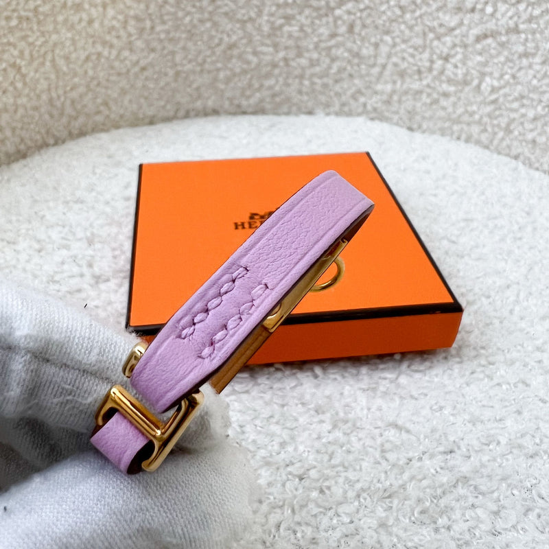 Hermes Mini Kelly Bracelet in Mauve Sylvestre Swift Leather GHW (T1)