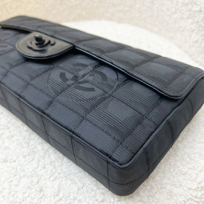 Chanel So Black Vintage East West Flap in Black Fabric and Black HW