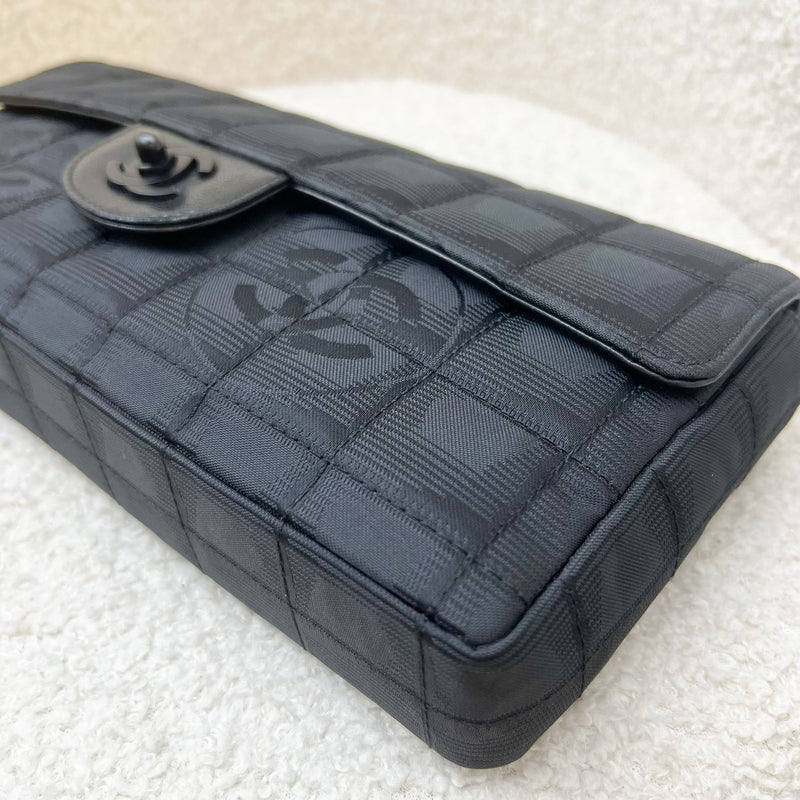 Chanel So Black Vintage East West Flap in Black Fabric and Black HW