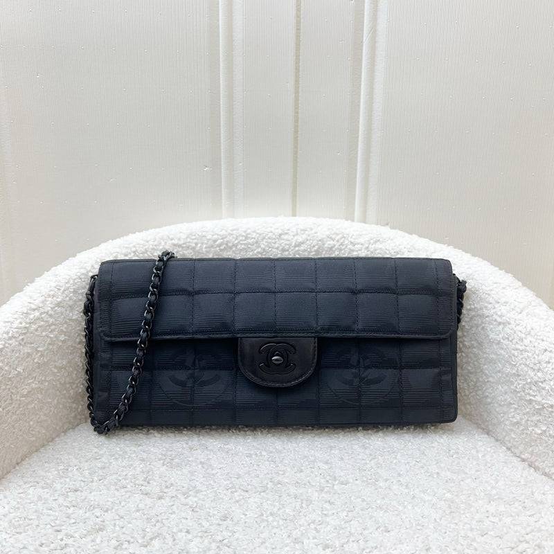 Chanel So Black Vintage East West Flap in Black Fabric and Black HW