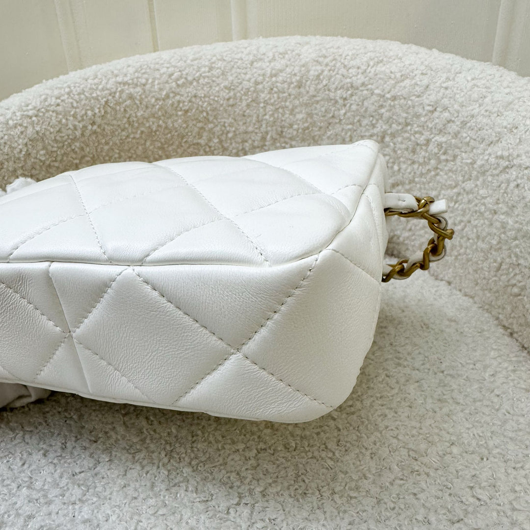 Chanel 23S Heart Clasp Mini Flap in White Lambskin and AGHW