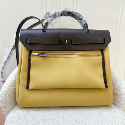 Hermes Herbag 31 in Paille Canvas / Ebene Leather and PHW