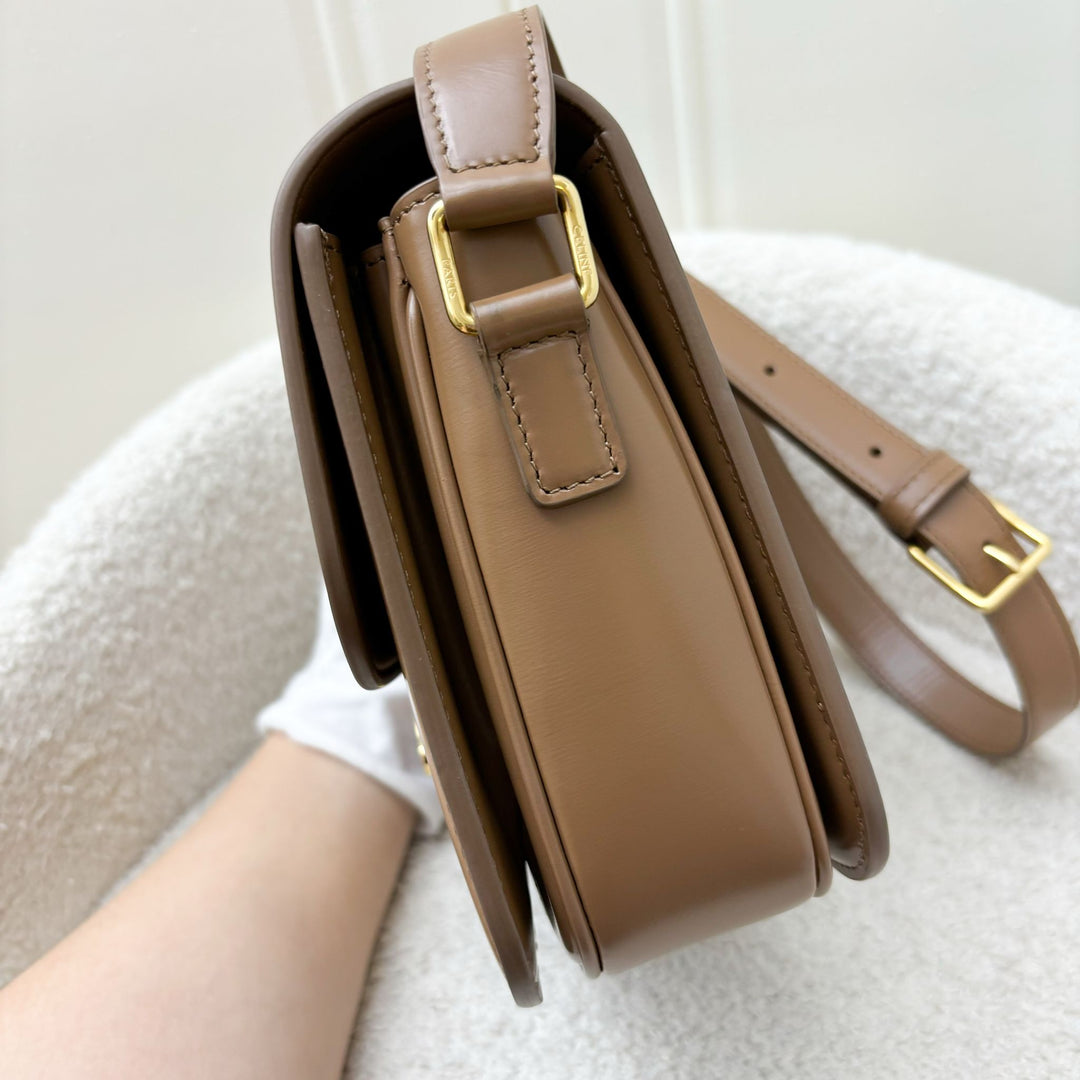 Celine Classique Triomphe Flap Bag in Bronze (Caramel) Shiny