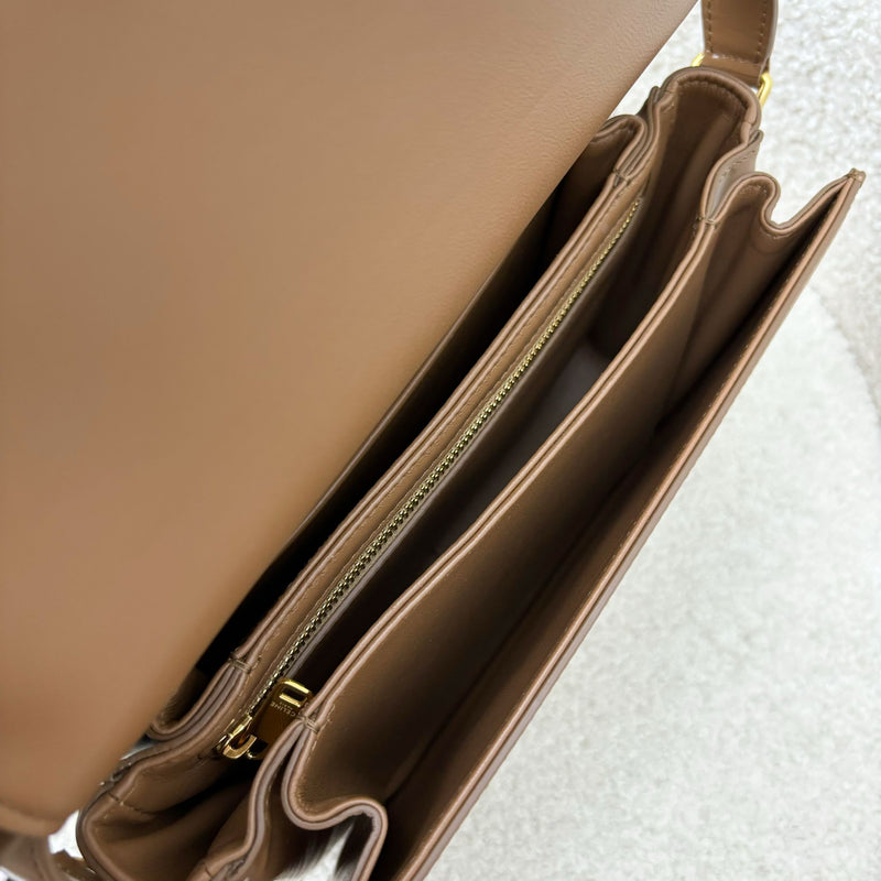 Celine Classique Triomphe Flap Bag in Bronze (Caramel) Shiny Calfskin and GHW