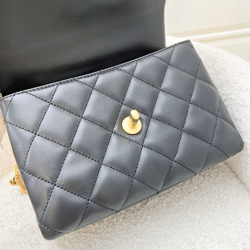 Chanel 22A Seasonal Flap in Black Lambskin and AGHW