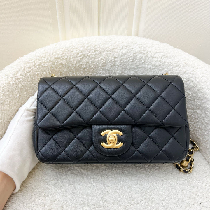 Chanel Pearl Crush Mini Rectangular Flap in Black Lambskin and